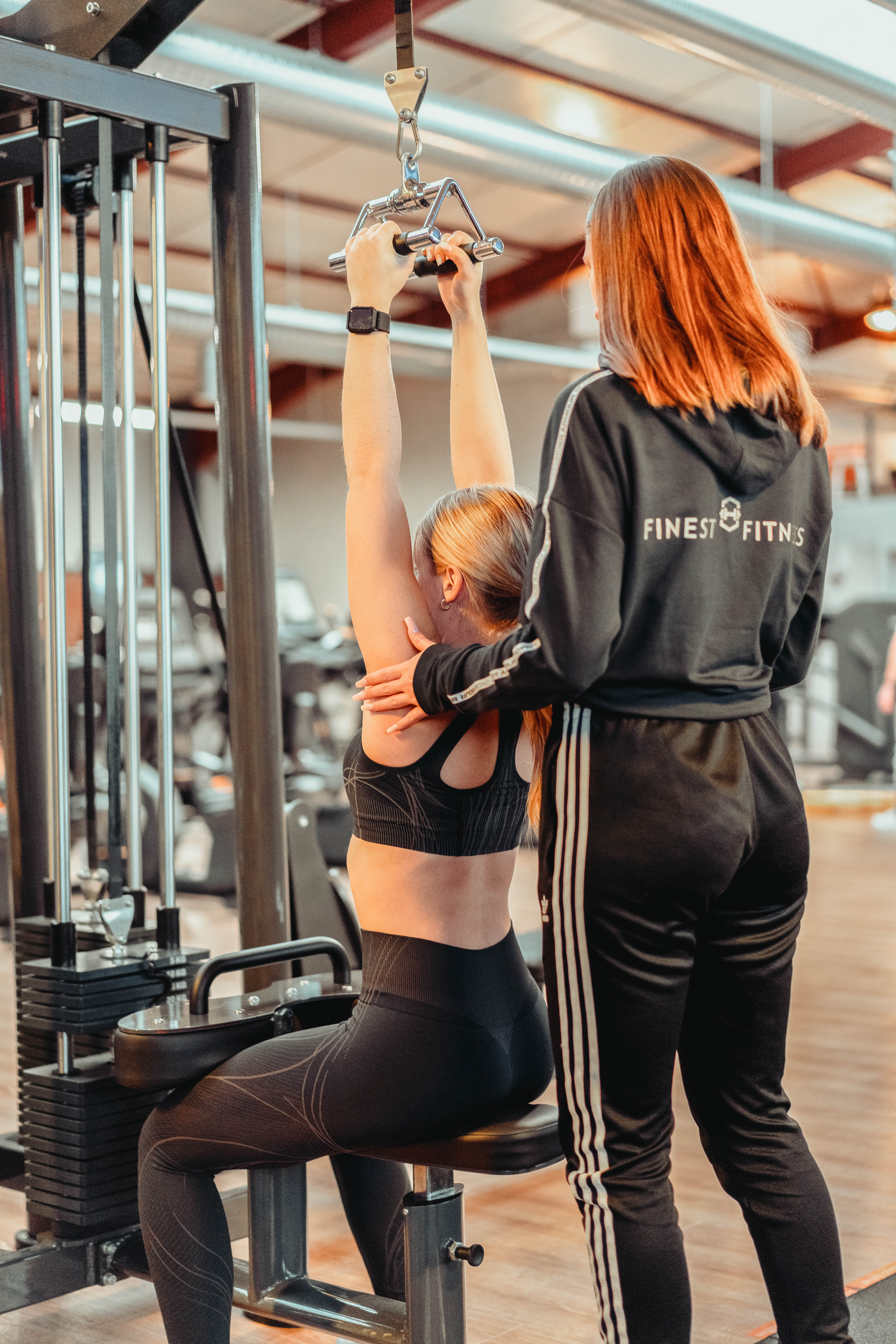 Woman training with instructor